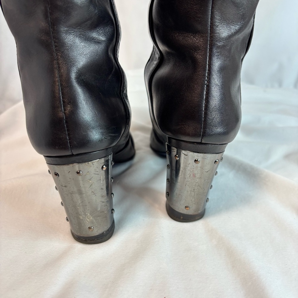 Rare REBECCA MINKOFF Sari Leather Black Leather Boots Sz 5 - Picture 4 of 11